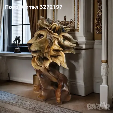 Елегантна Статуя на Лъвска Глава от Смола, снимка 6 - Статуетки - 48278569
