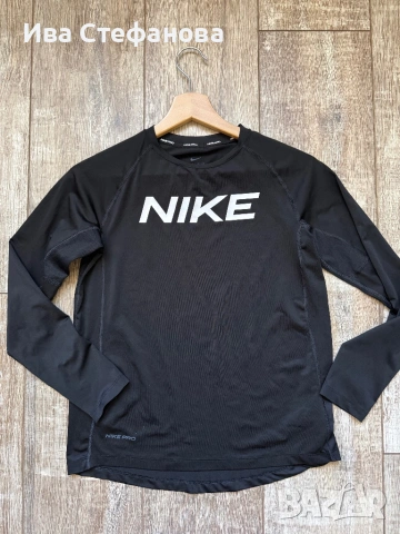 Nike nike Найк нова черна спортна оригинална еластична спортна блуза , снимка 5 - Блузи с дълъг ръкав и пуловери - 52484244