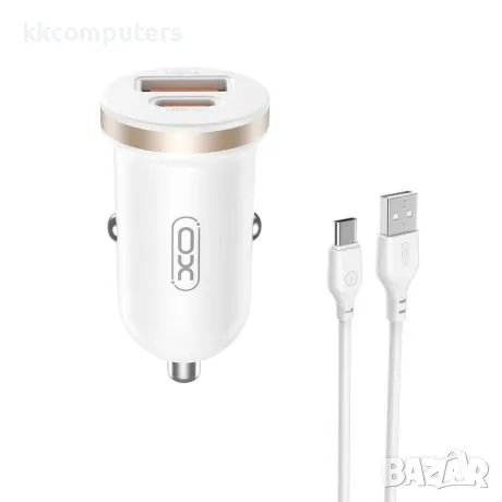 12V Зарядно за автомобил XO-CC56 30W/ PD, USB QC 3.0 / Type-C USB кабел / Бял / Баркод : 456451