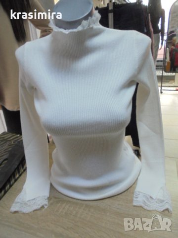 меки блузки с дантелка в осем цвята, снимка 4 - Блузи с дълъг ръкав и пуловери - 38727206