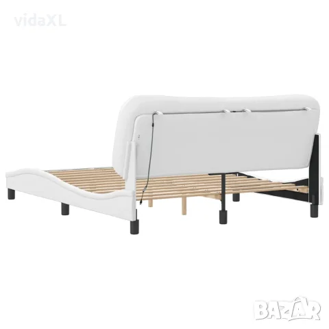 vidaXL Рамка за легло с LED без матрак Hvar, бяла, 160x200 cм, снимка 9 - Спални и легла - 56146713