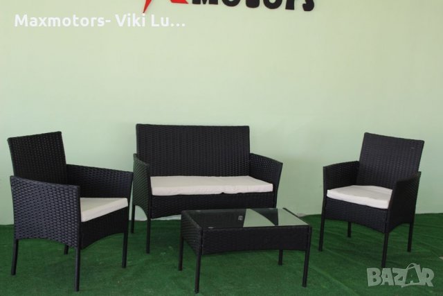 Градински комплект с възглавници, 4 части, полиратан, снимка 2 - Други - 36015861