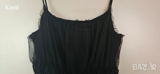 Черна ефирна блуза, HM, XS размер , снимка 4 - Корсети, бюстиета, топове - 53835583