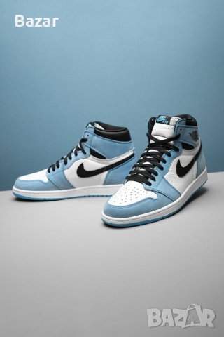 Чисто Нови Оригинални Обувки Nike Air Jordan 1 High Retro University Blue Heritage 43 Размер Номер