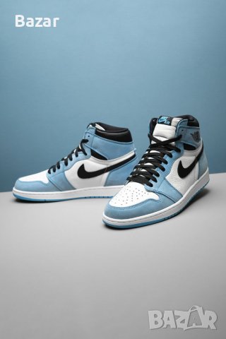 Чисто Нови Оригинални Обувки Nike Air Jordan 1 High Retro University Blue Heritage 43 Размер Номер, снимка 1