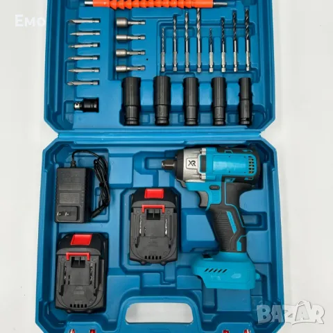 Промоция: Професионален ударен гайковерт с комплект аксесоари и 2 батерии, снимка 2 - Куфари с инструменти - 47884709