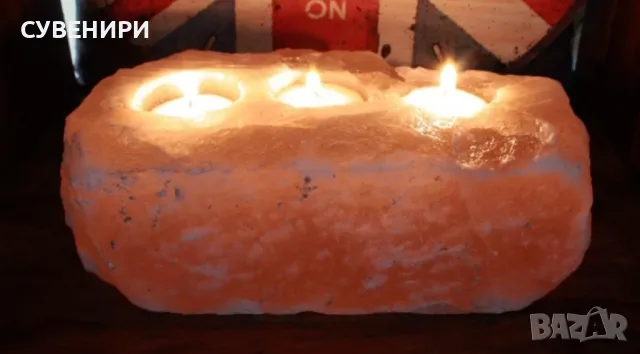 Свещник тройка от хималайска сол