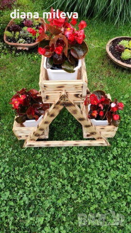 Дървен цветарник!, снимка 13 - Декорация за дома - 49970766