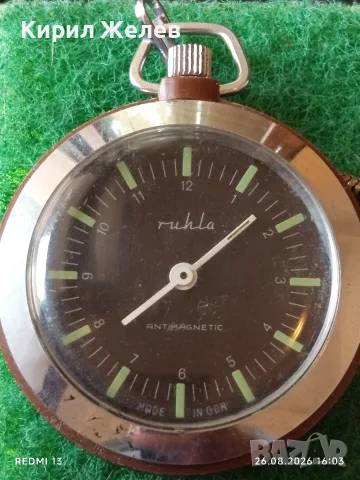 Джобен часовник Ruhla anti-magnetic made in GDR за КОЛЕКЦИОНЕРИ 51670, снимка 2 - Антикварни и старинни предмети - 55823398