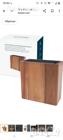 Универсален блок за ножове KITCHENDAO XL от акациево дърво с отвори за ножици и точилка,

, снимка 3 - Аксесоари за кухня - 50577575