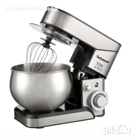 Планетарен миксер с купа от инокс Techwood TRO-1055, 1000W, 5л., 3бъркалки, 6степени + Pulse, Червен, снимка 2 - Кухненски роботи - 51378807