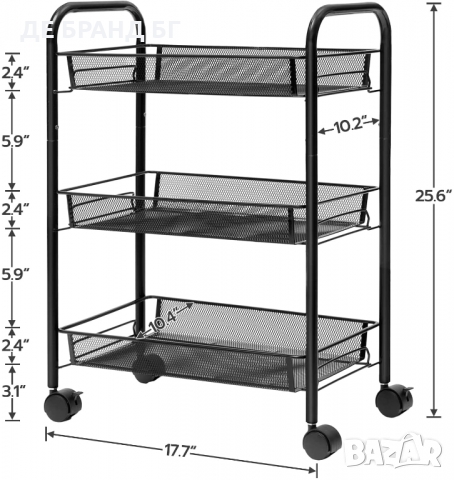 Метална помощна количка на три нива WT03TC01, снимка 4 - Маси - 36031729