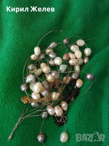 АРТ КОЛИЕ 100% ЕСТЕСТВЕНИ БЕЛИ и ЧЕРНИ ПЕРЛИ и 2 БИЖУТА - БОНУС 27118, снимка 2 - Колиета, медальони, синджири - 35078602