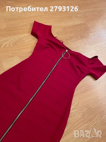 Секси червена рокля с паднали рамене , снимка 3 - Рокли - 40236868