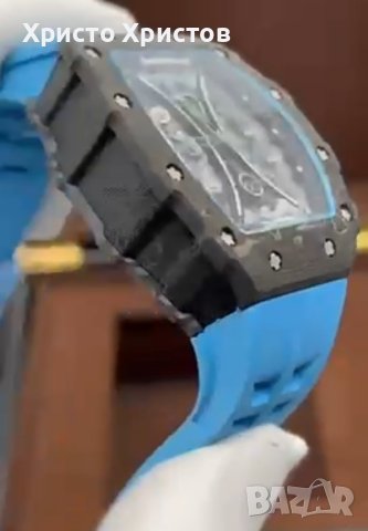 Мъжки луксозен часовник Richard Mille RM 53-01 Blue Rubber Strap Super High Quality , снимка 13 - Мъжки - 41568105