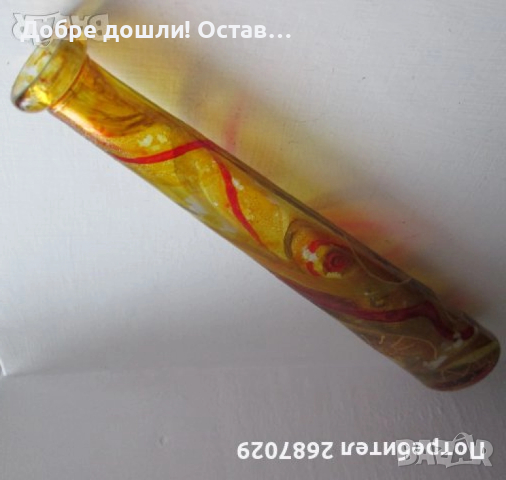 Вази: Стъкло-красива стара стъклена ваза, голяма, друга жълта, лъв - стара керамика ваза., снимка 8 - Вази - 30125824