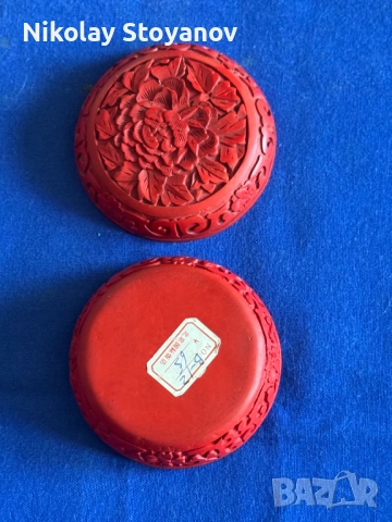 Китайска кутийка от цинобър - ръчно гравирана, снимка 2 - Антикварни и старинни предмети - 52796432