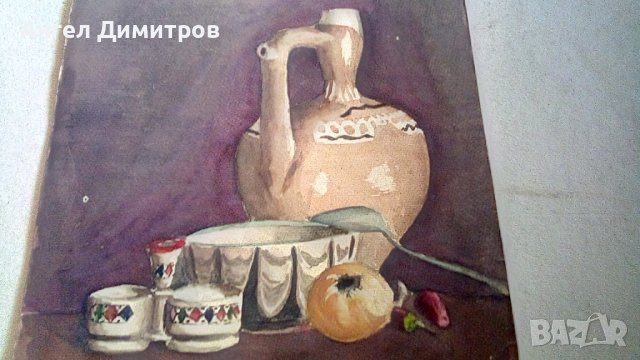 Ангел Ботев картина акварел , снимка 3 - Картини - 39000363