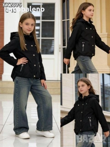 Пролетна парка с качулка за момичета, 3цвята , снимка 3 - Детски якета и елеци - 53433561