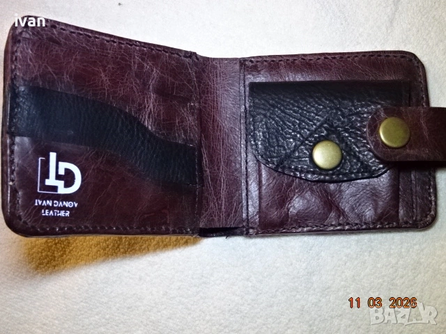 мъжки портфейл от естествена кожа /ръчна изработка/, снимка 3 - Портфейли, портмонета - 53057292