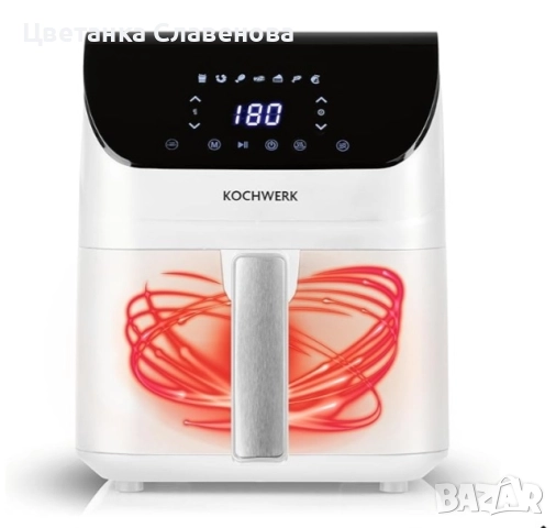 Еър фрайър Rachs KOCHWERK с горещ въздух 4L ,с тъчскрийн ,1400 w, снимка 4 - Фритюрници - 52306817