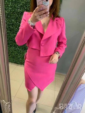 дамски комплект с асиметрична дължина сако и пола , снимка 2 - Комплекти - 50871940