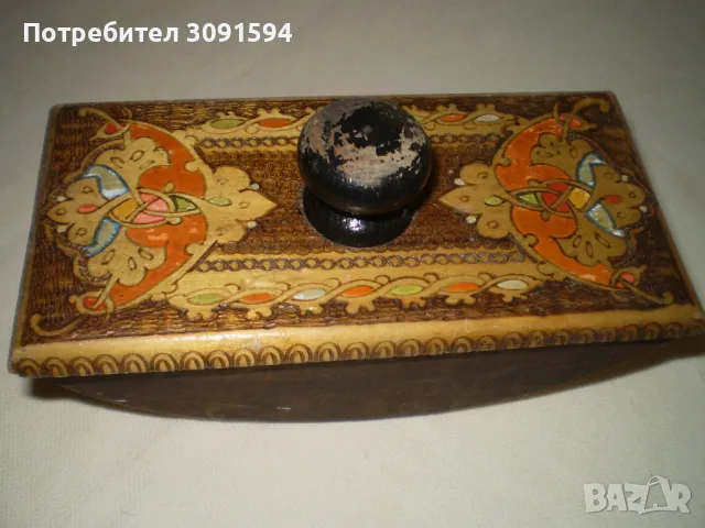 Стара дървина попивателна цветна пирография, снимка 2 - Други ценни предмети - 48903045