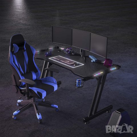 Геймърско бюро / Геймърска маса HLGD-14DESKLED, снимка 6 - Бюра - 41039827