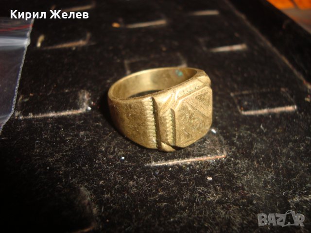 СТАР ПОЗЛАТЕН БРОНЗОВ ПРЪСТЕН ОРНАМЕНТИРАН РЪЧНО МАЙСТОРСКА АРТ ИЗРАБОТКА МАСИВЕН 20312, снимка 2 - Пръстени - 33846738