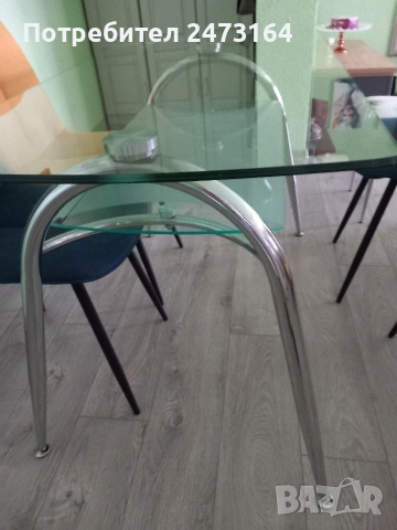 Стъклена трапезна маса, снимка 5 - Столове - 53809504