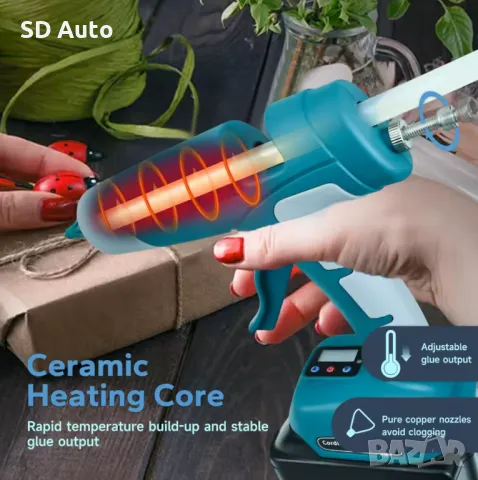 Акумулаторен Пистолет за топло лепило с дисплей и регулиране на температурата без батерия, снимка 4 - Аксесоари и консумативи - 49559658