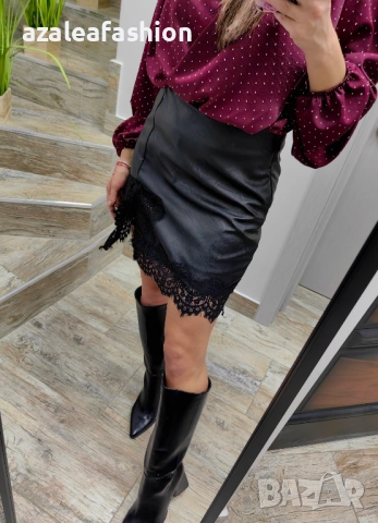 Дамски сет боди с кожена пола, снимка 4 - Комплекти - 52864194