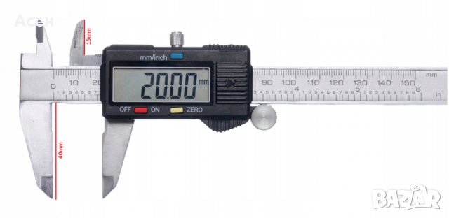 Електронен шублер,LCD дисплей 0-150 мм+Кутия, снимка 2 - Шублери - 40087510