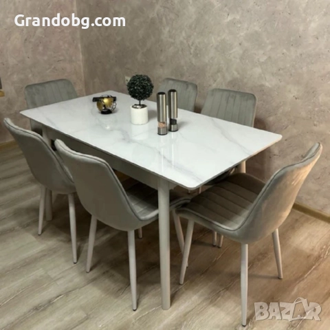 Трапезна разтегателна маса Лорета със закалено стъкло, снимка 4 - Маси - 52253155
