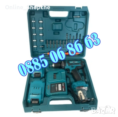 Акумулаторен ударен винтоверт 36V 8Ah с 2 батерии и 25 части, снимка 2 - Винтоверти - 53276230