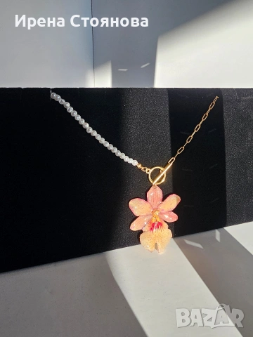 Нежно колие с естествен цвят на орхидея Камбрия. , снимка 9 - Колиета, медальони, синджири - 53662910