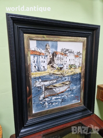 Уникална авторска майсторска испанска картина масло върху фазер , снимка 5 - Картини - 53285275