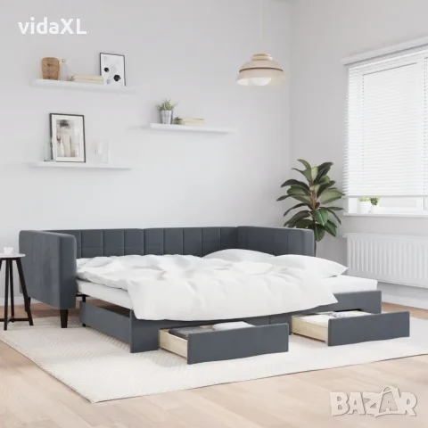 vidaXL Дневно легло с уширение и чекмеджета, без матрак, 100x200 см, снимка 2 - Спални и легла - 56146773