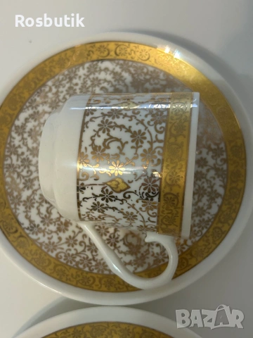 Луксозен позлатен порцеланов сервиз за кафе , снимка 2 - Сервизи - 53379524