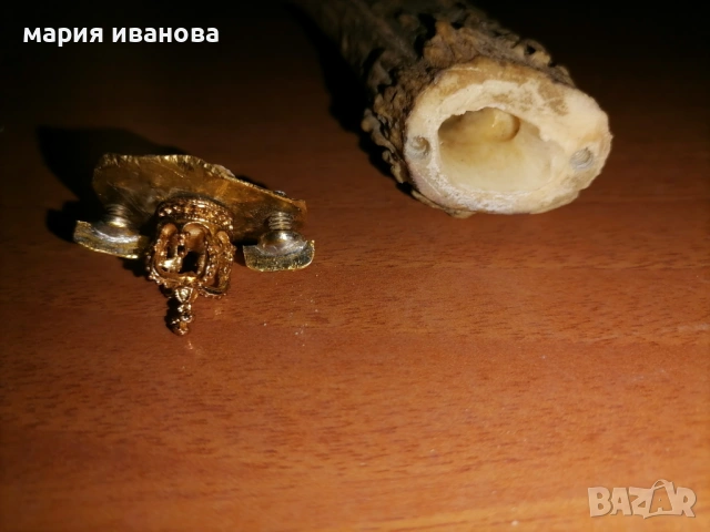 Старо ковано острие шиш шпага с дръжка от рог с тайник и корона, снимка 5 - Антикварни и старинни предмети - 53301078
