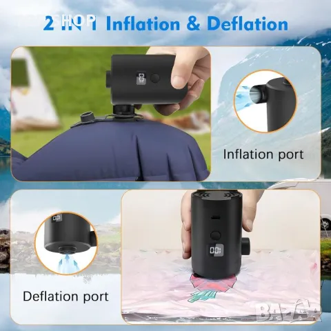 Електрическа въздушна помпа Kazaigou, 4000mAh акумулаторна с 4 дюзи и LED дисплей, снимка 7 - Друга електроника - 49423096