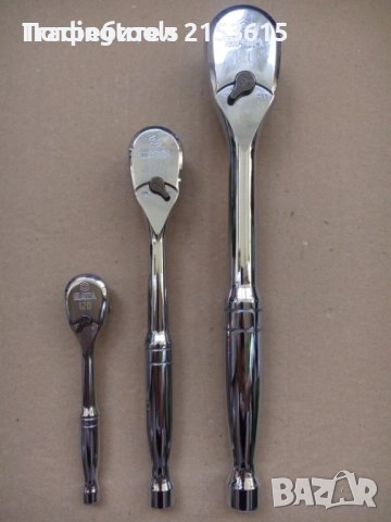 SATA сата 1/4 3/8 1/2 3 броя тресчотки 120 зъба комплект полирани хромирани, снимка 2 - Гедорета - 52850913