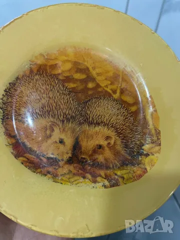 Чиния декупаж в топъл цвят Германия, снимка 7 - Антикварни и старинни предмети - 48587221