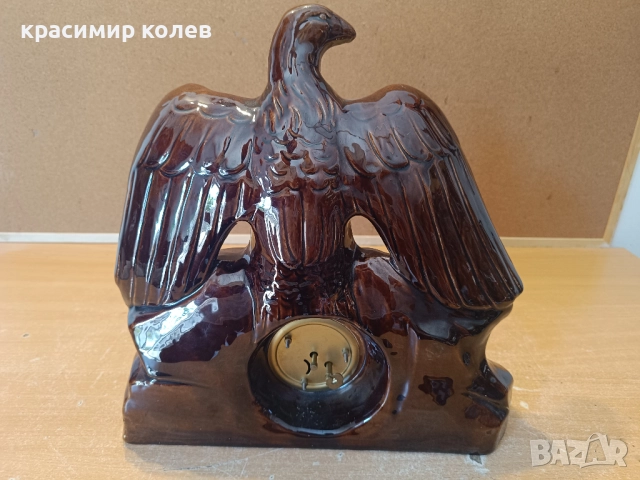 немски керамичен каминен механичен часовник, снимка 5 - Антикварни и старинни предмети - 51654552