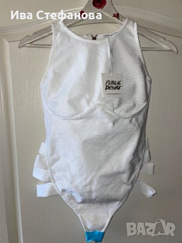 Ново с етикет хигиена лепенка луксозно парти елегантно официално бяло бандажно боди , снимка 6 - Потници - 41773314