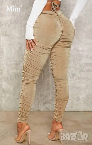 Еластичен набран клин в светло кафяво, снимка 3 - Клинове - 47516111