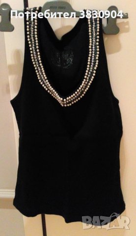 Нов топ Zara, черен с перли, размер L