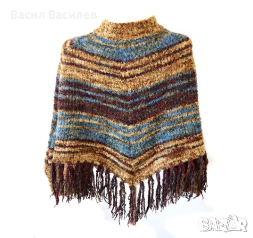 Дамско многоцветно пончо перелина, снимка 2 - Палта, манта - 51934510