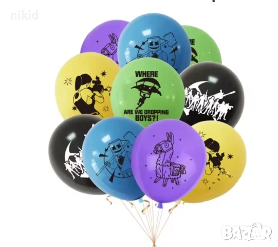 Цветни Fortnite Фортнайт Обикновен надуваем латекс латексов балон парти, снимка 4 - Други - 29710166