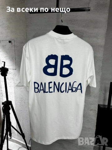 Balenciaga Мъжка Бяла Тениска👕Мъжка Блуза С Къс Ръкав В Бял Цвят Код MensPoint69, снимка 3 - Тениски - 53716606